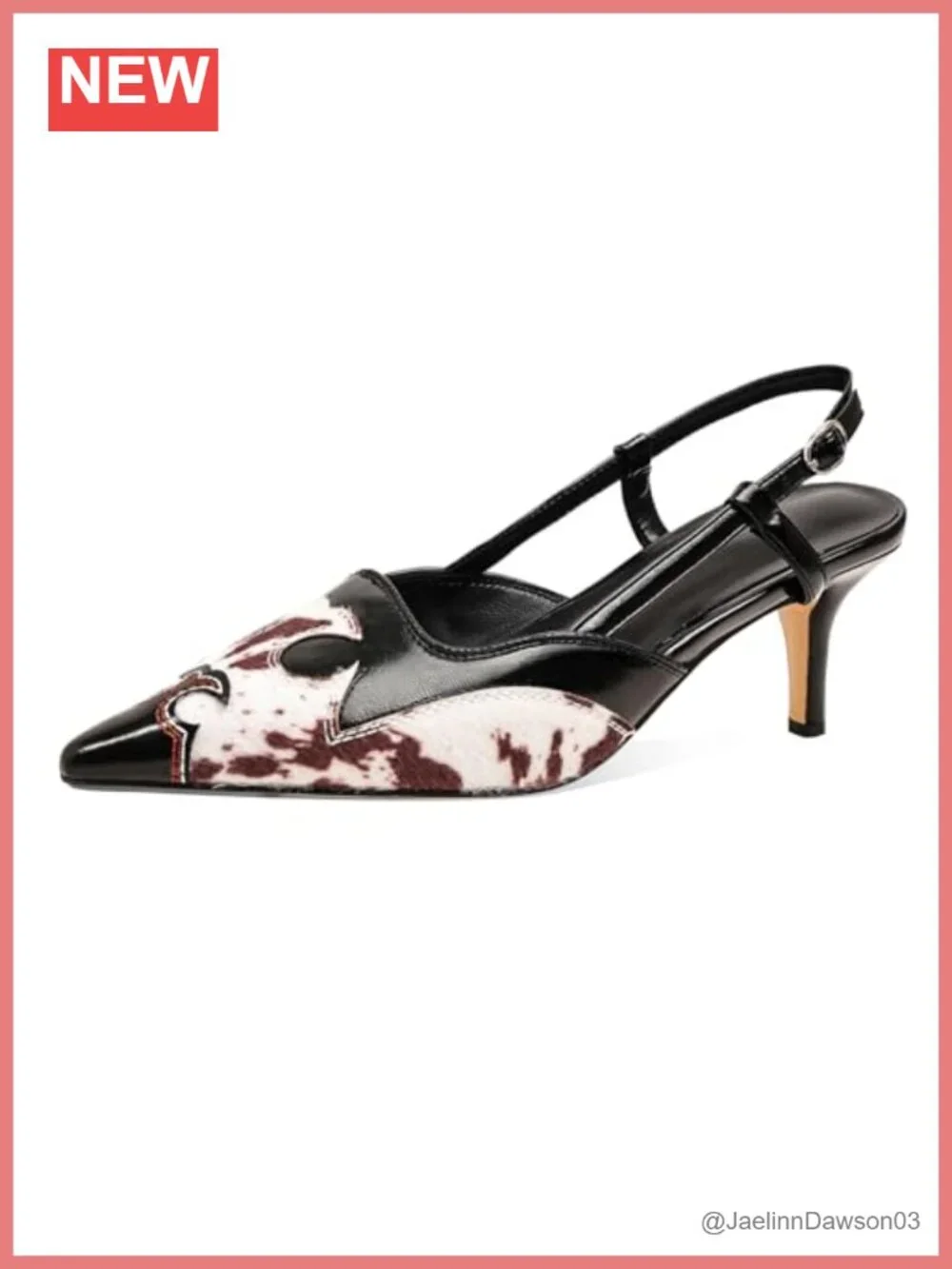 Western Embroidered Slingback Heeled Sandals, Faux Leather Mules, Pointed Toe